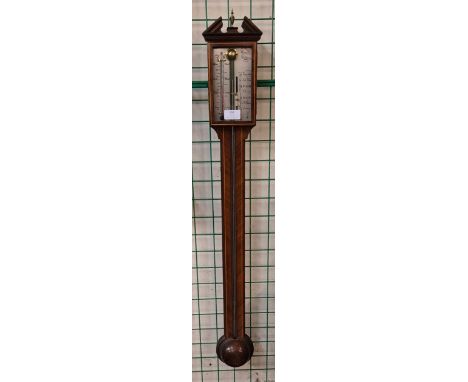 A George III style Comitti Holborn mahogany stick barometer 