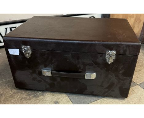 A cased His Master's Voice record player 