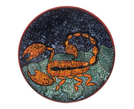 Poole Pottery Scorpio pattern circular charger, designed by Nikki Massarala D41cm 
