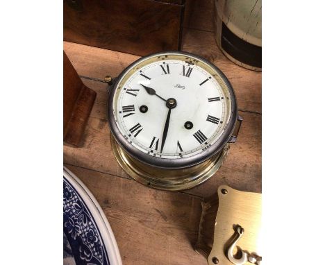 Brass ships bulkhead clock by Schatz, and a brass carriage clock