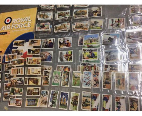 Air Raid Precautions, Military Motors and other RAF cigarette card collections, RAF metal tag collectors folder with contents