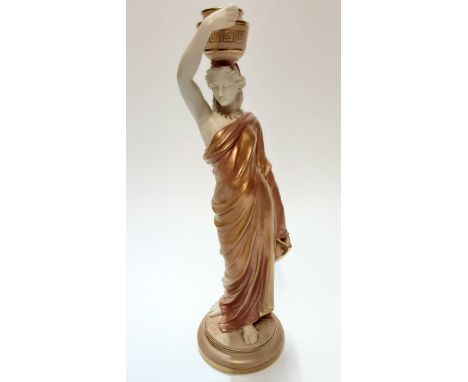 Royal Worcester figure of a female water carrier, date mark for 1906, 24.5cm highTiny chip to edge of robe (by her foot). One