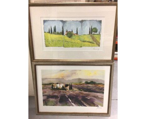 Franz Heigl signed print- Afternoon Siesta, Tuscany, Geoff Sloman watercolour study- Barges on the Thames, one other nautical