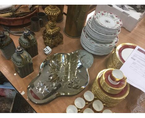 Collection of early 20th century Copeland Spode dinnerware, together with an Art Deco fairground type wall mirror