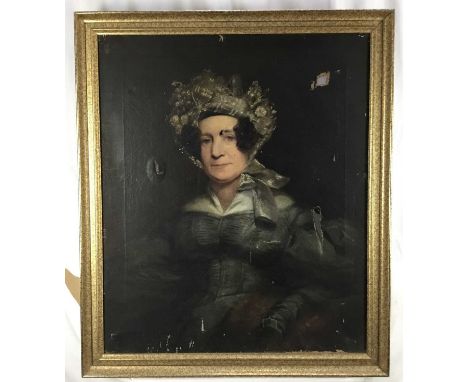 19th century oil on canvas - portrait of a lady with hat - 62cm x 74.5cm, framedProvenance: Creech Grange, Dorset