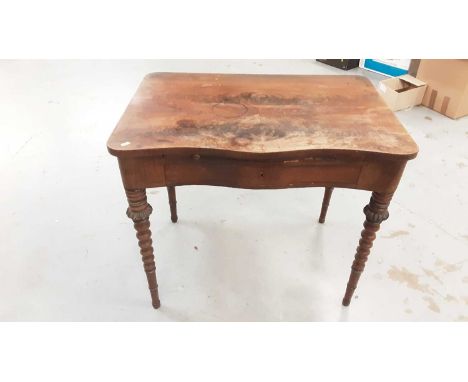 Nineteenth century mahogany side table with single drawer on bobbin turned legs, 87cm wide, 59.5cm deep, 75cm high