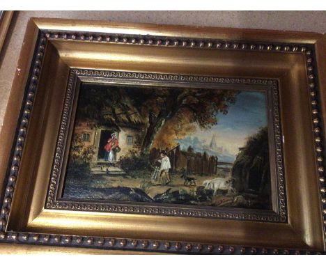 Manner of George Morland two oils on panel, 20cm x 12cm and 17cm x 10cm