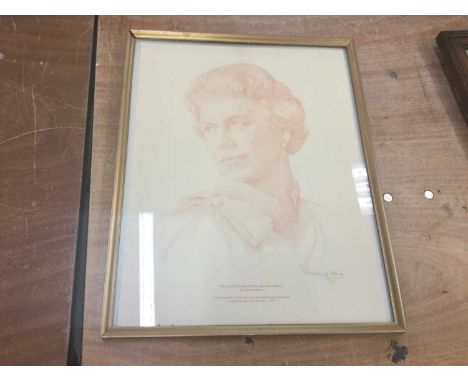 Richard Stone, signed limited edition portrait of H.M. Queen Elizabeth II, no. 115 / 150, in glazed frame