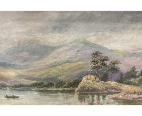 Early 20th century oil on canvas - Loch scene, inscribed to label verso - painted by Amy Cooper 1912, 58 x 80cm, in glazed fr