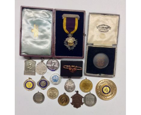 Cycling, Catford, 12 hours safety, 1895, silver, gilt and enamel medal in box of issue; others medal and fobs mainly cycling 