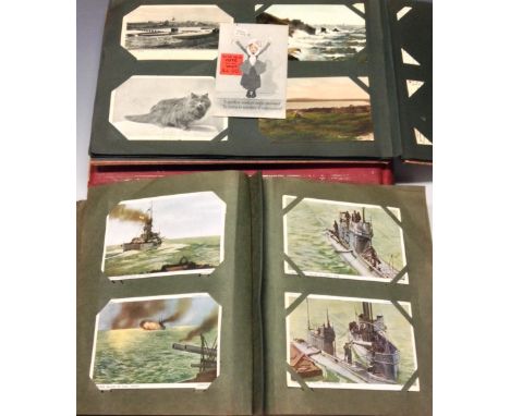 Postcards, early George V in small format album, including topo; Maritime 'Britain Prepared' (13); Mabel Lucy Attwell; Suffra