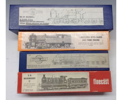 Model Kits - four OO gauge unbuilt kits, Nu-cast 2-6-2  L.N.E.R/ B.R,  V1/V3 class Tank engine;  Finecst S:R. Wainwright C, 0