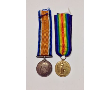 Medals, World War One, Pair, 70623 PTE. W. LAINCHBURY NOTTS & DERBY R, registered envelope of issue