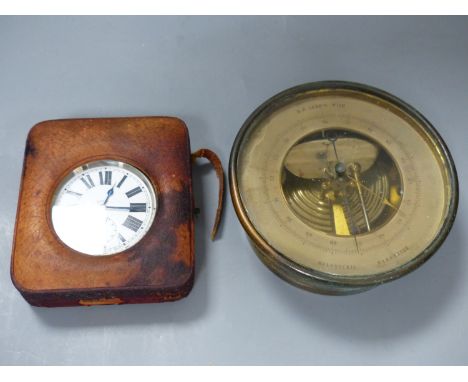 A G.A. Lenoir Wien Holosteric barometer and a cased Goliath eight day pocket watch