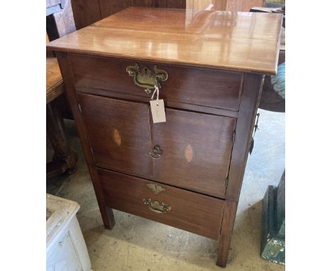 A George III mahogany bedside commode, width 60cm, depth 54cm, height 84cm