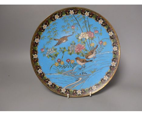 A Japanese cloisonne enamel dish, diameter 28cm