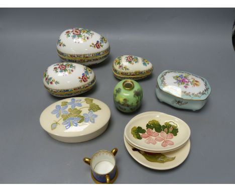 A collection of small ceramics, to include four items of Moorcroft, a Campanula pattern oval box and cover, two Magnolia patt