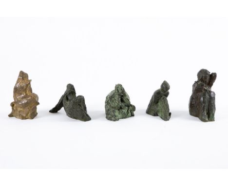 LOVENIERS ARMAND (° 1943) five small 20th Cent. Belgian bronze sculptures, each numbered and with the monogram of Armand Love