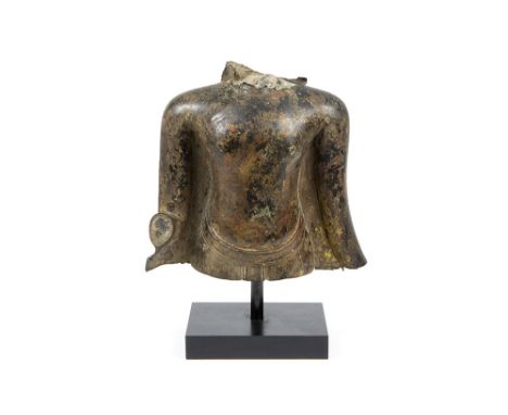 nice fragment / torso of a Siamese Ayutthaya period bronze "Buddha" sculpture prov : gallery Marcel Nies (with a letter and d
