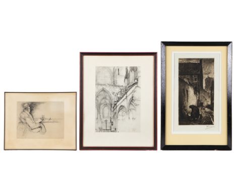 DE BRUYCKER JULES (1870 - 1945) two etchings and a lithograph by Jules De Bruycker (one is signed) || DE BRUYCKER JULES (1870