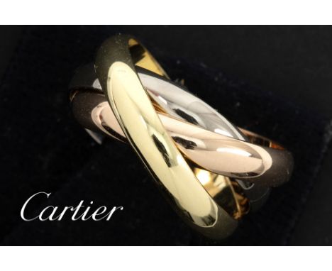 Cartier signed and marked "Trinity" ring in yellow, pink and white gold (18 carat) - with its box || CARTIER originele ring -