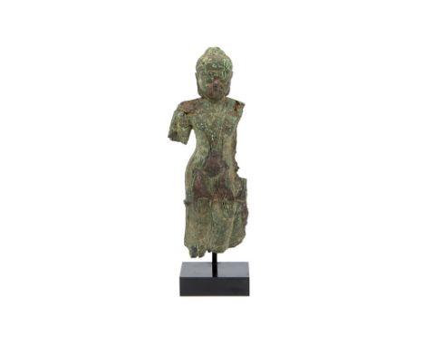 11th/13th Cent. Northern Siamese/ Southern Burmese Mon-Dvavarati "Buddha" sculpture in bronze || NOORD-THAILAND / ZUID-BIRMA 