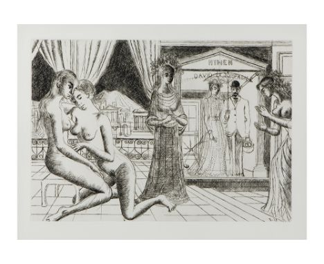 DELVAUX PAUL (1897 - 1996) Paul Delvaux etching - plate dated (19)73 || DELVAUX PAUL (1897 - 1996) ets getiteld "Dans la cell