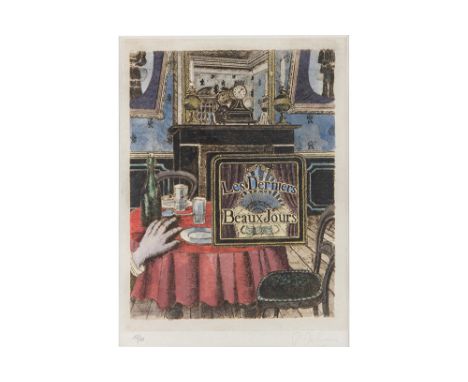 DELVAUX PAUL (1897 - 1996) 20th Cent. surrealistic Paul Delvaux mixed media (aquarelle) on etching on Japanese paper) from th