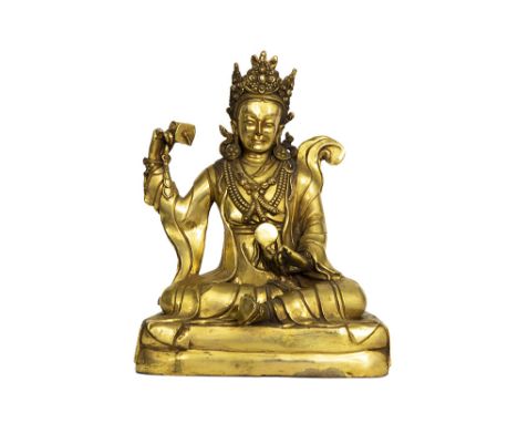 antique Tibetan "Damarupa" sculpture in guilded bronze || Antieke Tibetaanse sculptuur in gedoreerde brons met een boeddhisti