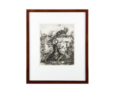 CHAGALL MARC (1887 - 1985) rare Marc Chagall etching (n°35 on 200) from the suite "Fables de Jean de la Fontaine" dd 1952 - s