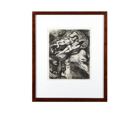 CHAGALL MARC (1887 - 1985) rare Marc Chagall etching (n°35 of 200) from the suite "Fables de Jean de la Fontaine" dd 1952 - s