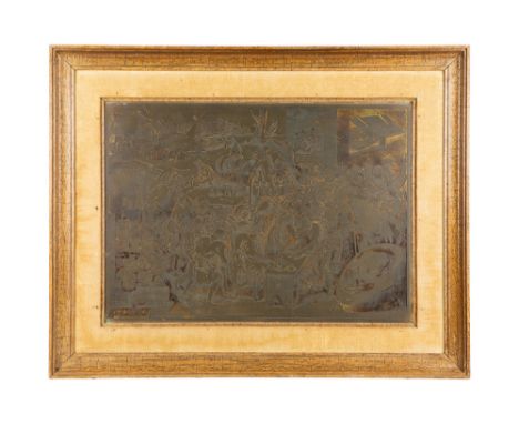 etching plate after a work by Pieter Bruegel the Elder || Etsplaats naar het werk "De heks van Mallegem" van Pieter Bruegel d