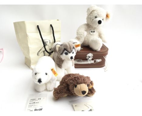 4 Small Steiff Bears including Arco. Urs. Lotte and Bernie Husky.