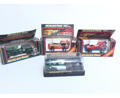 4 X Boxed Scalextric Cars including 2 X Spinning Super Stox. A Bentley and a March Ford. Boxes Worn.