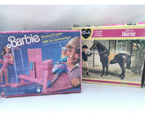 A Boxed Barbie Workout Centre and a Sindy Horse.