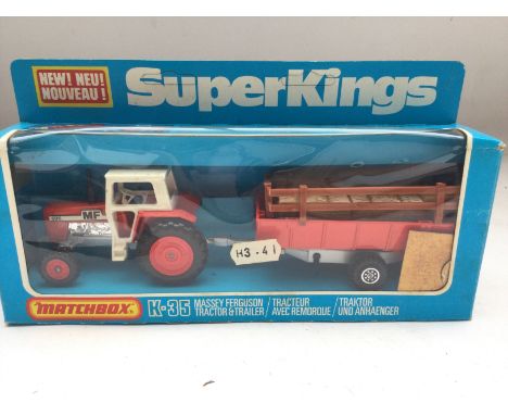 A Boxed Matchbox Massey Ferguson Tractor and Trailer. #K-35.