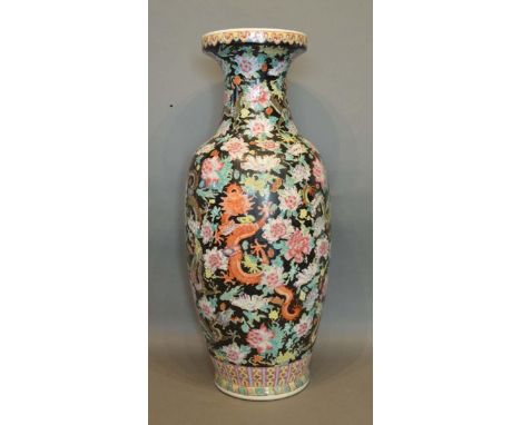 A Chinese Porcelain Large Oviform Vase decorated in polychrome enamels, seal marked base, 61cm tall 