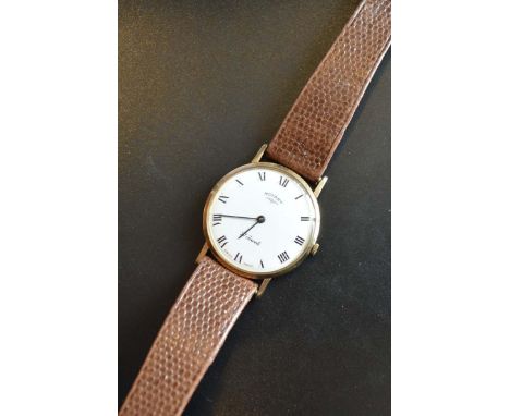 A 9 Carat Gold Gentleman's Wristwatch by Rotary with leather strap 