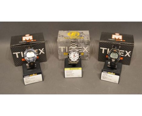 A Timex Expedition Stainless Steel Cased Gentleman's Wristwatch with original box, together with two Timex Iron Man wristwatc