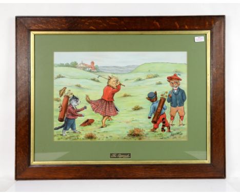 Louis Wain - Four large golfing prints, all framed and glazed, 69 x 84 cm (4). 