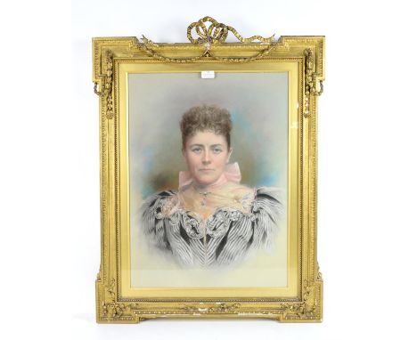 British School, c. 1900, portrait of a lady, pastel, 65 x 48cm, in a gilt frame.