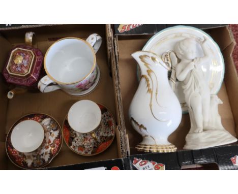 Royal Crown Derby cup &amp; saucer, a Davenport Longport Imari pattern cup &amp; saucer, twin handled jug, oriental style tea