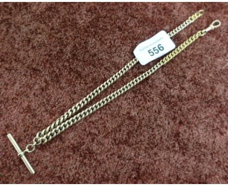 9ct gold Albert watch chain with T bar piece (several replacement unmarked links) 