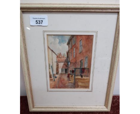 Small framed and mounted watercolour by R Clarkson (23.5cm x 28cm including frame) 