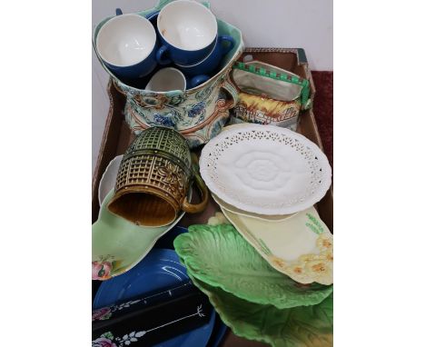 Selection of various decorative ceramics including Carltonware, Moorcroft part coffee service, Leeds Pottery creamware etc in