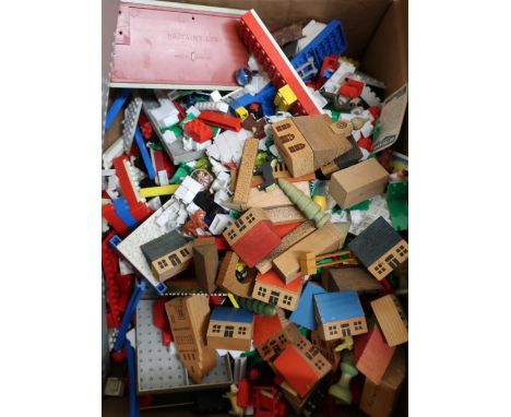 Selection of various Lego, wooden scale buildings and other items 