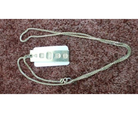 9ct gold box lock chain and Ingot pendant 