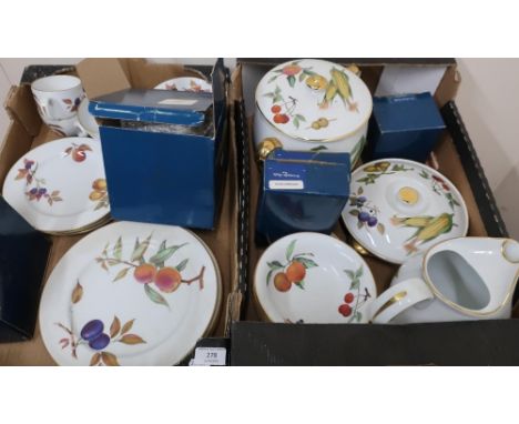 Part Royal Worcester Evesham ware dinner/tea service in two boxes, including various serving tureens, large jug, bowls, plate