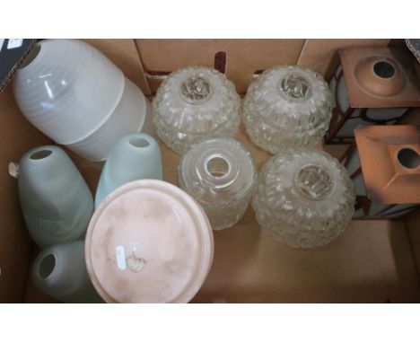 Selection of early - mid 20th C glass light shades 