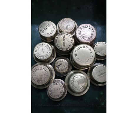 Collection of twelve various assorted brass wheel hubs for various manufacturers including Wright Rothwell, Jay Bullock, Hild